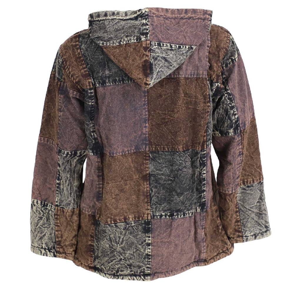 Kunst Und Magie Patchwork Baja Hoodie Herren alternativ Kapuzenpulli mit Fleecefutter Nachhaltig Fair Top Angebot