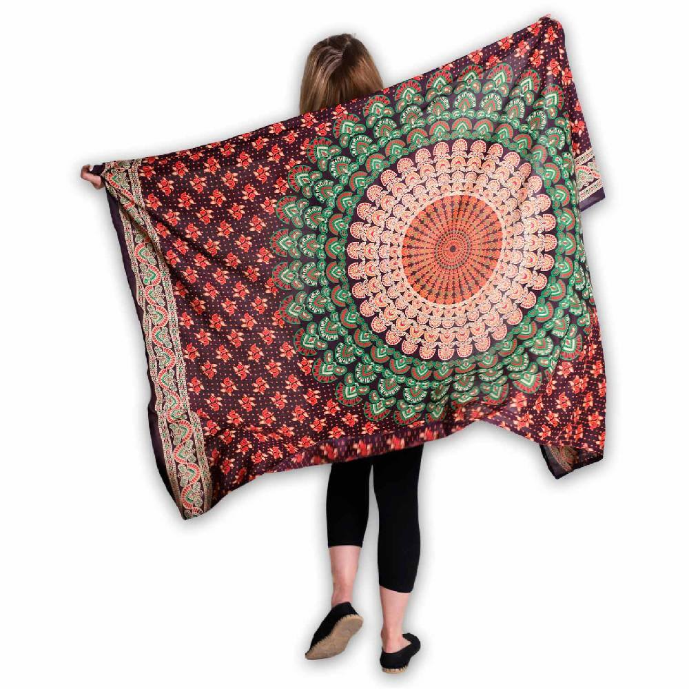 Kunst Und Magie Sarong Yogatuch Pfauen Mandala Strandtuch Multifunktionstuch Dekotuch Tischdecke Wickelkleid Zeitlich begrenztes Angebot