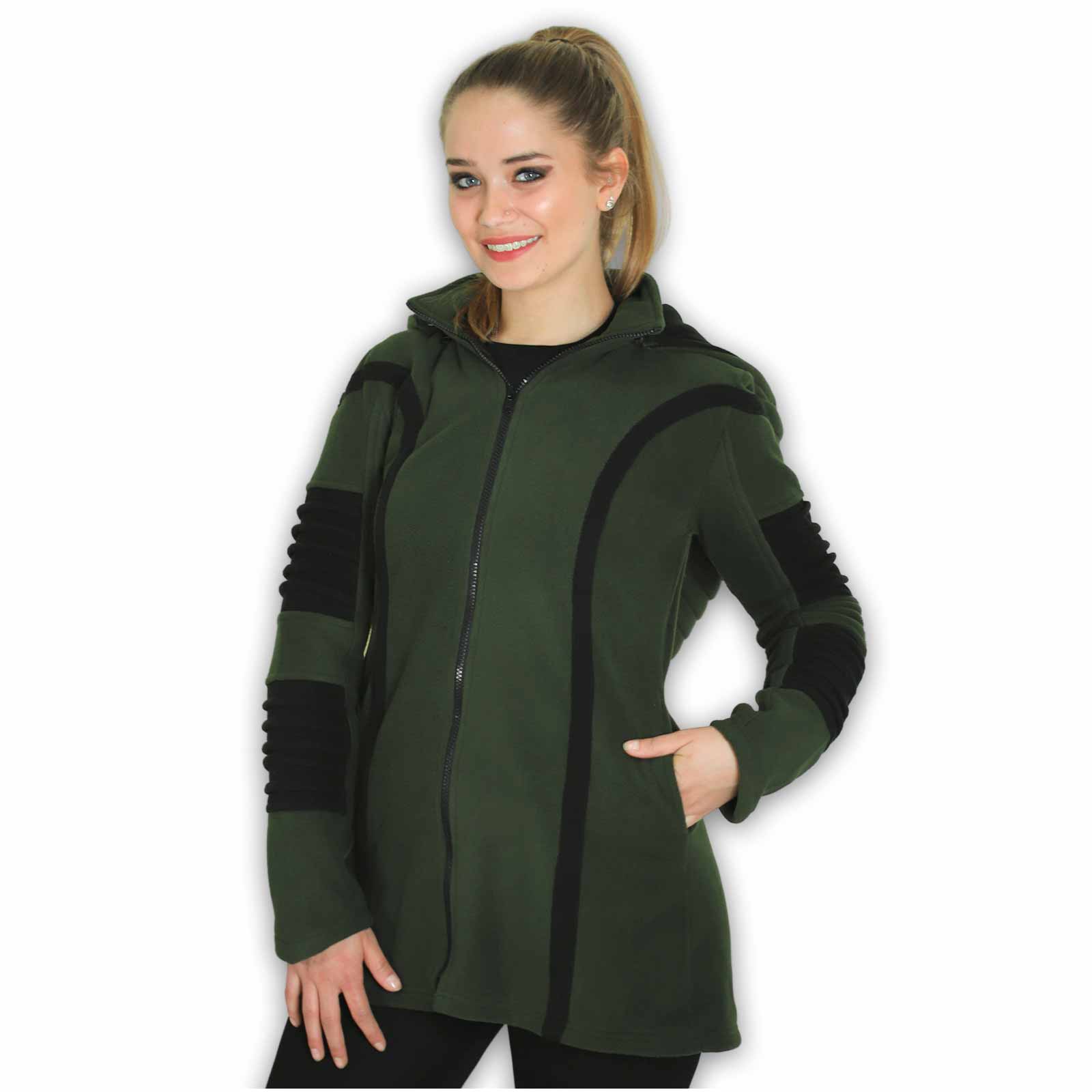 Kunst Und Magie Kunst und Magie Damenmatel aus Fleece mit Zipfelkapuze Goa Jacke Räumungsverkauf