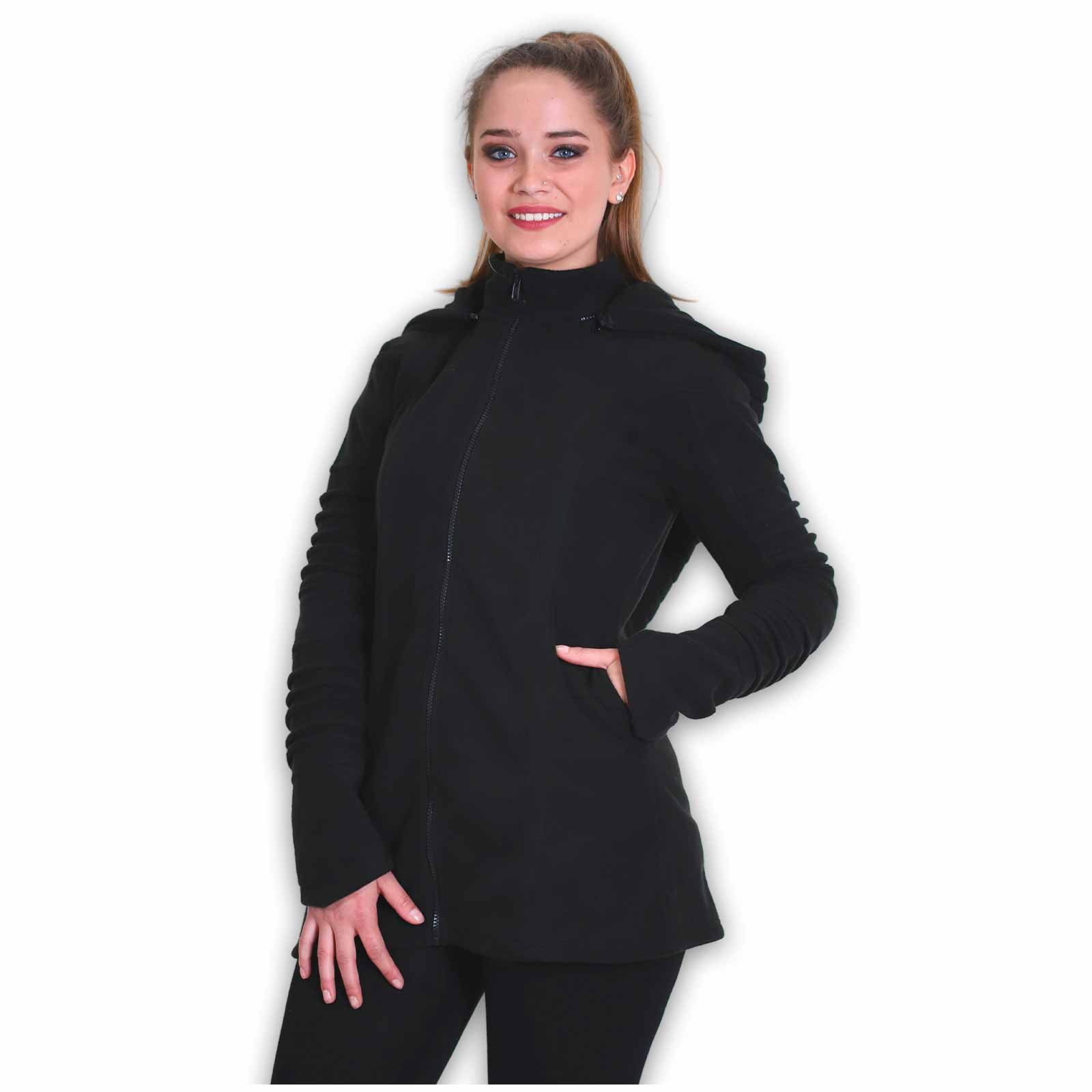 Kunst Und Magie Kunst und Magie Damenmatel aus Fleece mit Zipfelkapuze Goa Jacke Räumungsverkauf