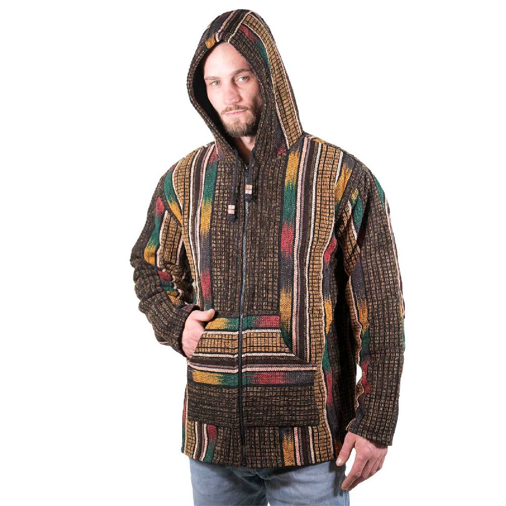 Kunst Und Magie Kapuzenjacke Kapu Hoodie mit Kapuze und Kängurutaschen Hippie Jacke Gheri Nepal Sonderangebote