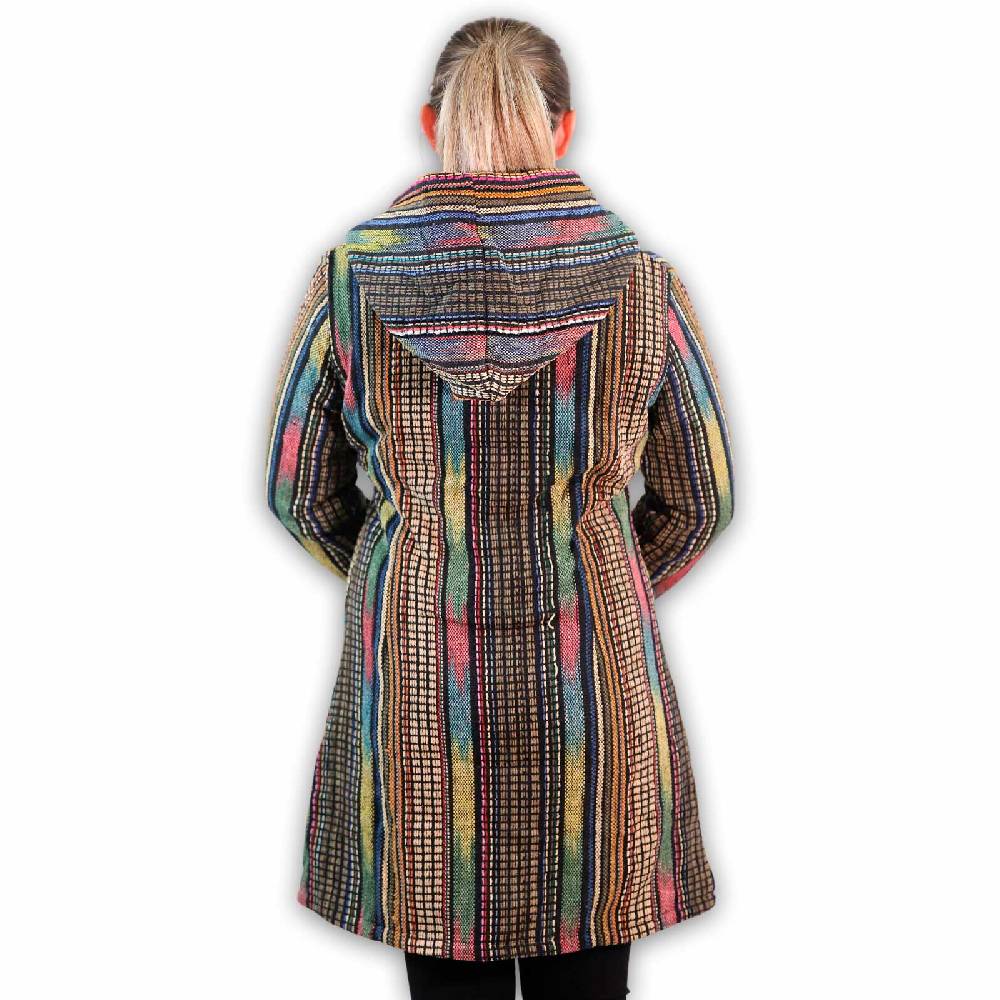 Kunst Und Magie Damen Gheri Jacke mit Kapuze -Hippie Goa Boho Damen Mantel Bunt Tiefpreis