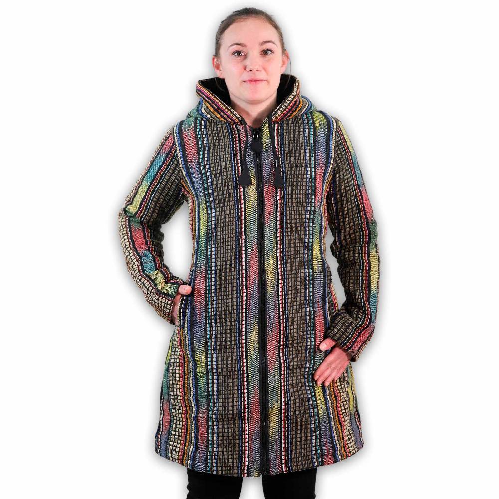 Kunst Und Magie Damen Gheri Jacke mit Kapuze -Hippie Goa Boho Damen Mantel Bunt Tiefpreis