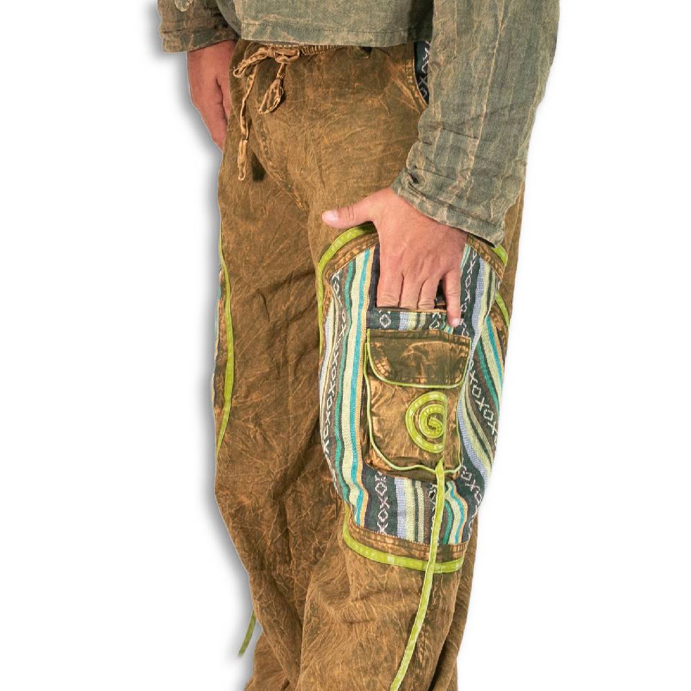 Kunst Und Magie Baggyhose Stonewashed Goa Cargo Hose Hippiehose Pluderhose mit Kordelzug Gürtelschlaufen Haremshose Bis zu 60% Rabatt