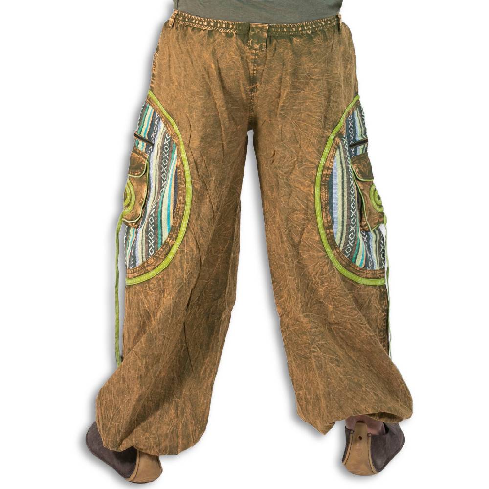 Kunst Und Magie Baggyhose Stonewashed Goa Cargo Hose Hippiehose Pluderhose mit Kordelzug Gürtelschlaufen Haremshose Bis zu 60% Rabatt