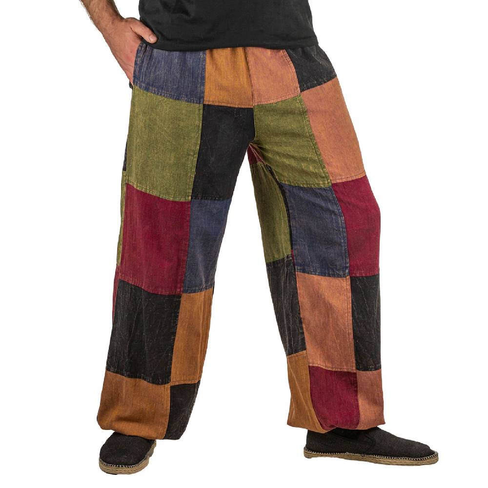 Kunst Und Magie Kunst und Magie Bunte Patchwork Freizeit Cargo Hose Stonewashed - Unisex Hippiehose Nur für heute