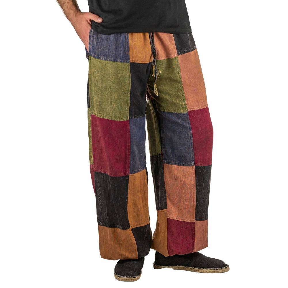 Kunst Und Magie Kunst und Magie Bunte Patchwork Freizeit Cargo Hose Stonewashed - Unisex Hippiehose Nur für heute