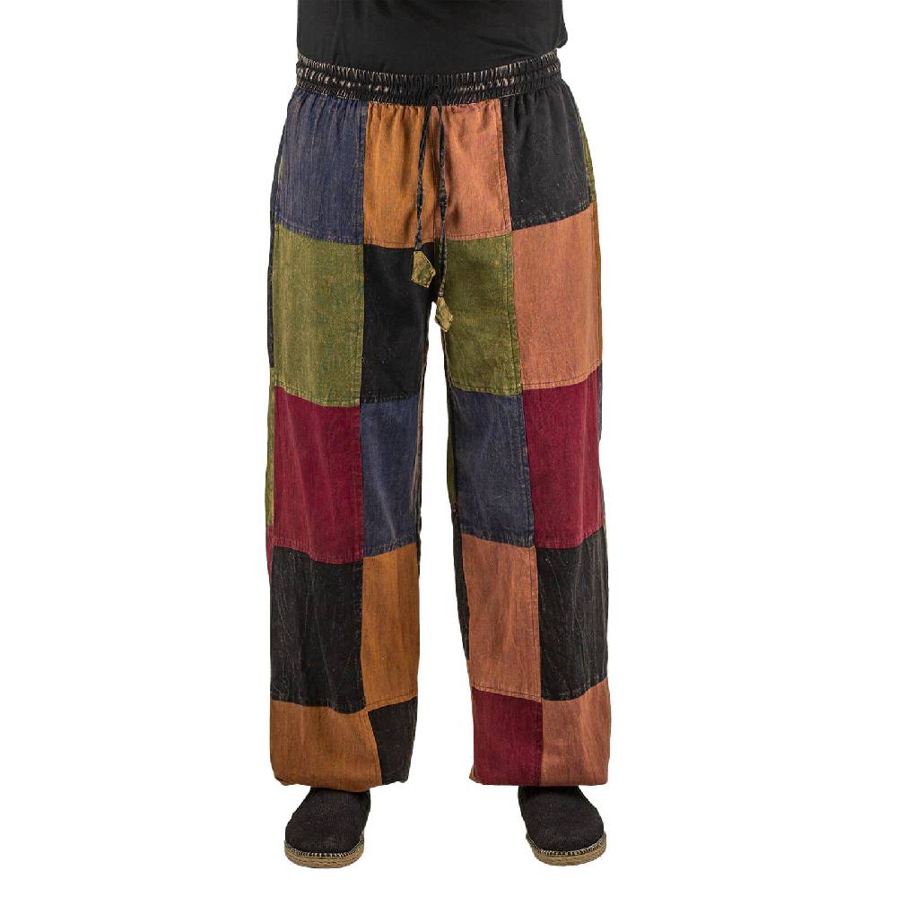 Kunst Und Magie Kunst und Magie Bunte Patchwork Freizeit Cargo Hose Stonewashed - Unisex Hippiehose Nur für heute