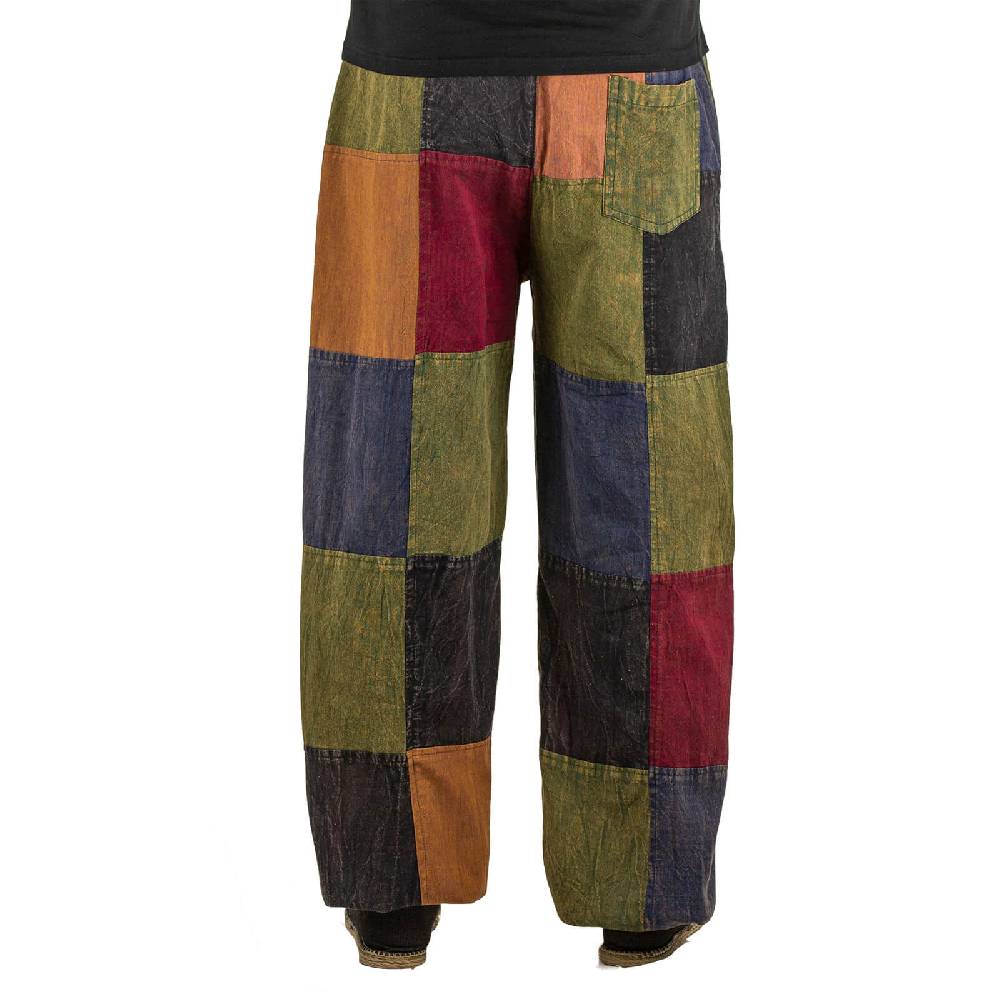 Kunst Und Magie Kunst und Magie Bunte Patchwork Freizeit Cargo Hose Stonewashed - Unisex Hippiehose Nur für heute