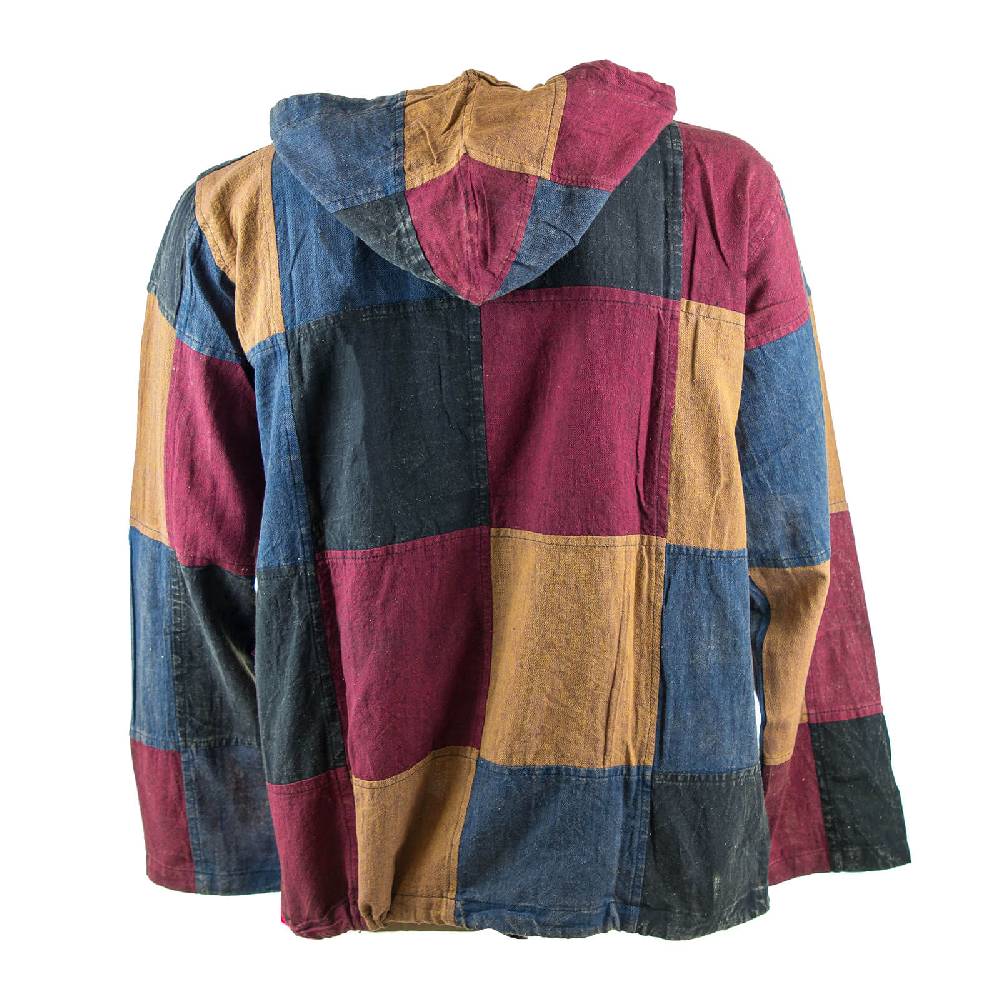 Kunst Und Magie KUNST UND MAGIE Herren bunt alternativ Baja Hoodie Fischerhemd Kapuze Patchwork Nur noch ein Tag übrig