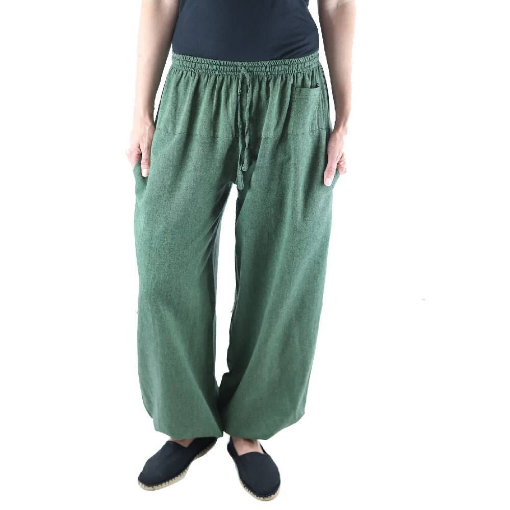 Kunst Und Magie KUNST UND MAGIE Damen Yogahose Pumphose Pluderhose unifarben aus Baumwolle lang Fabrikladen