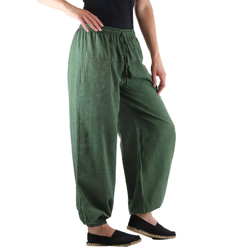 Kunst Und Magie KUNST UND MAGIE Damen Yogahose Pumphose Pluderhose unifarben aus Baumwolle lang Fabrikladen