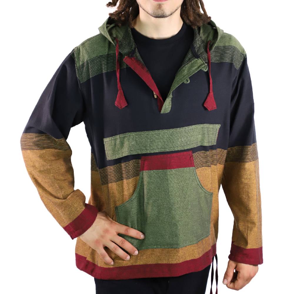 Kunst Und Magie KUNST UND MAGIE Herren bunt alternativ Hoodie Fischerhemd Kapuze Kängurutasche 50% Rabatt für begrenzte Zeit