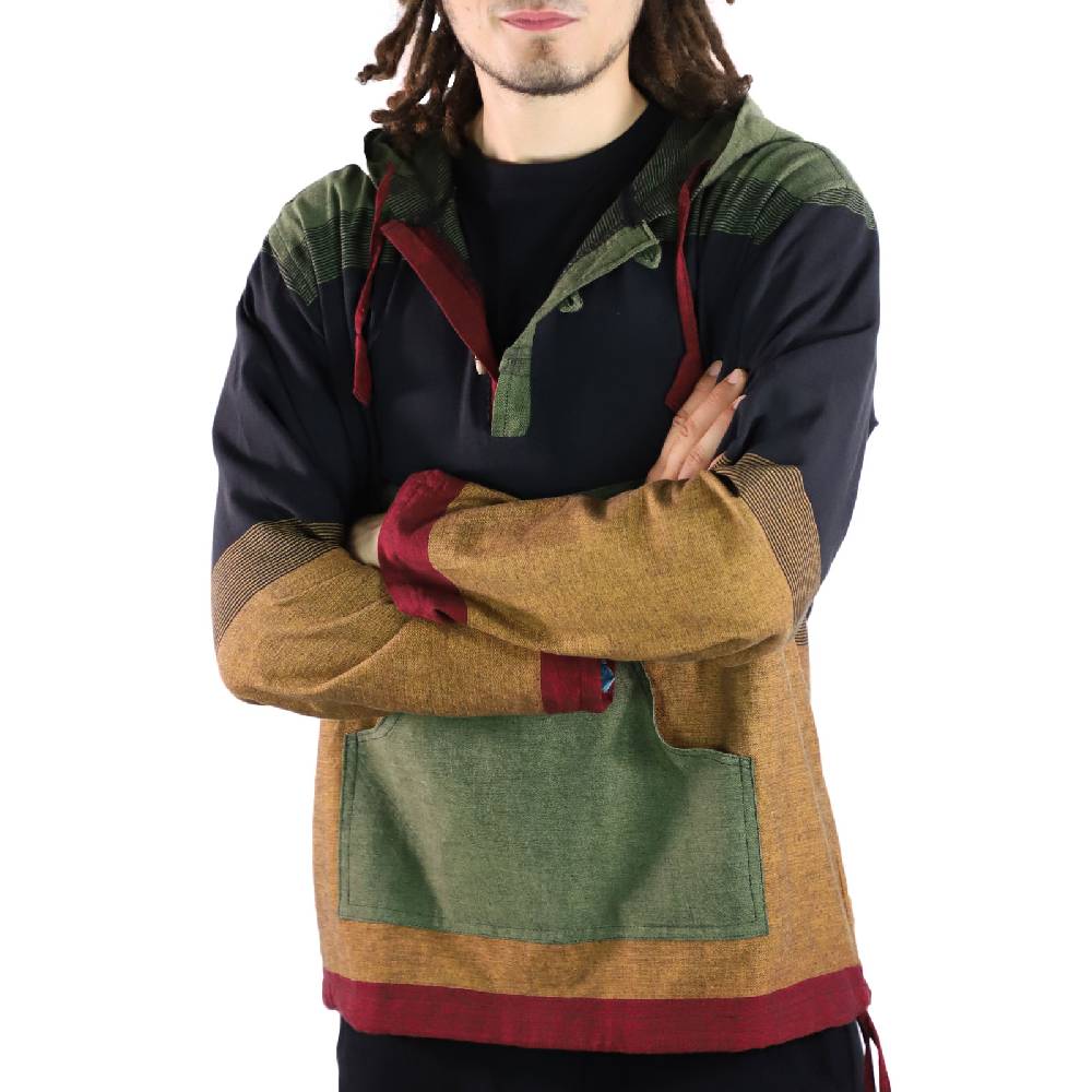 Kunst Und Magie KUNST UND MAGIE Herren bunt alternativ Hoodie Fischerhemd Kapuze Kängurutasche 50% Rabatt für begrenzte Zeit