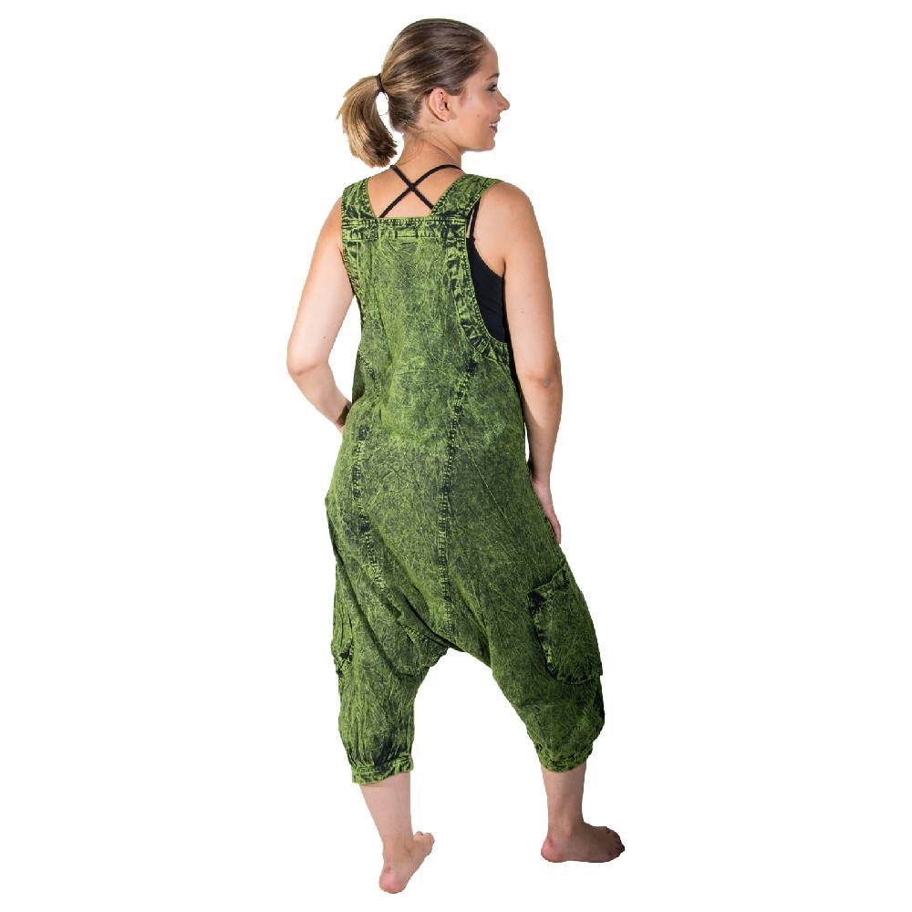 Kunst Und Magie Kunst und Magie Unisex Vintage Latzhose Ibiza stonewashed Haremshose Overall Auslauf