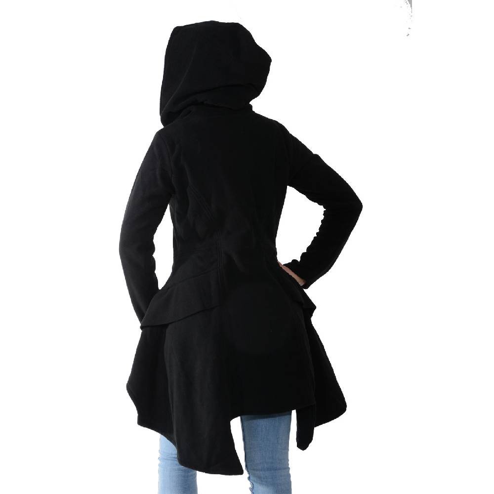 Kunst Und Magie Kunst und Magie Damenmantel aus Fleece mit Kapuze Boho Gehrock Jacke Fleecejacke Fabrikverkauf