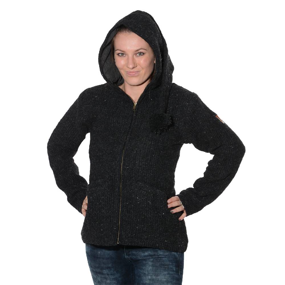 Kunst Und Magie Kunst und Magie Klassische Damen Strickjacke Wolle Jacke mit Fleecefutter und Zipfelkapuze Kostenloser Versand