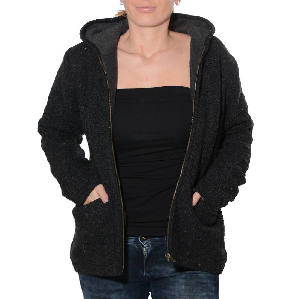 Kunst Und Magie Kunst und Magie Klassische Damen Strickjacke Wolle Jacke mit Fleecefutter und Zipfelkapuze Kostenloser Versand