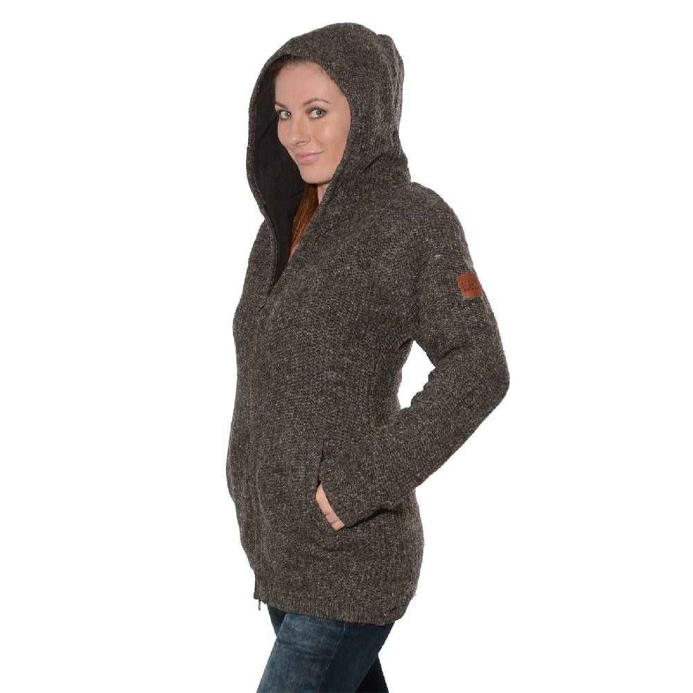 Kunst Und Magie Klassische Damen Strickjacke Wolle Jacke mit Fleecefutter und Kapuze von Kunst und Magie Limitierter Zeitrabatt