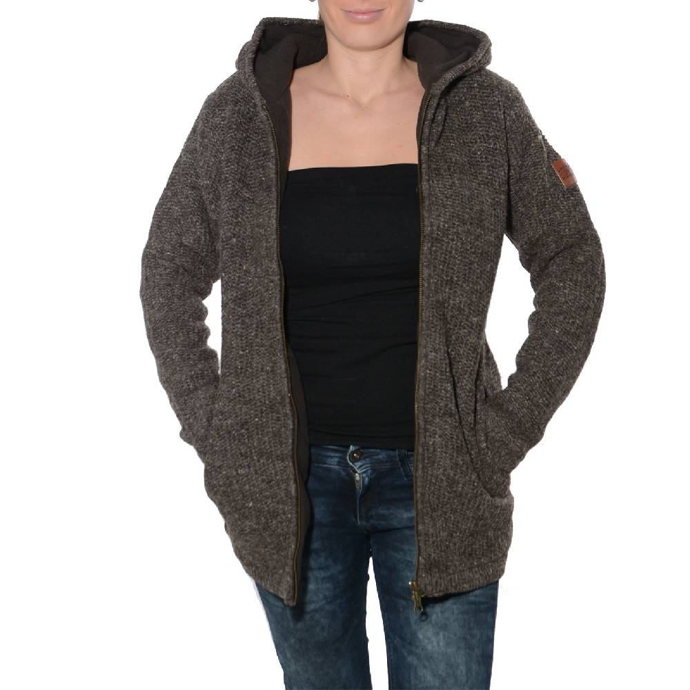 Kunst Und Magie Klassische Damen Strickjacke Wolle Jacke mit Fleecefutter und Kapuze von Kunst und Magie Limitierter Zeitrabatt