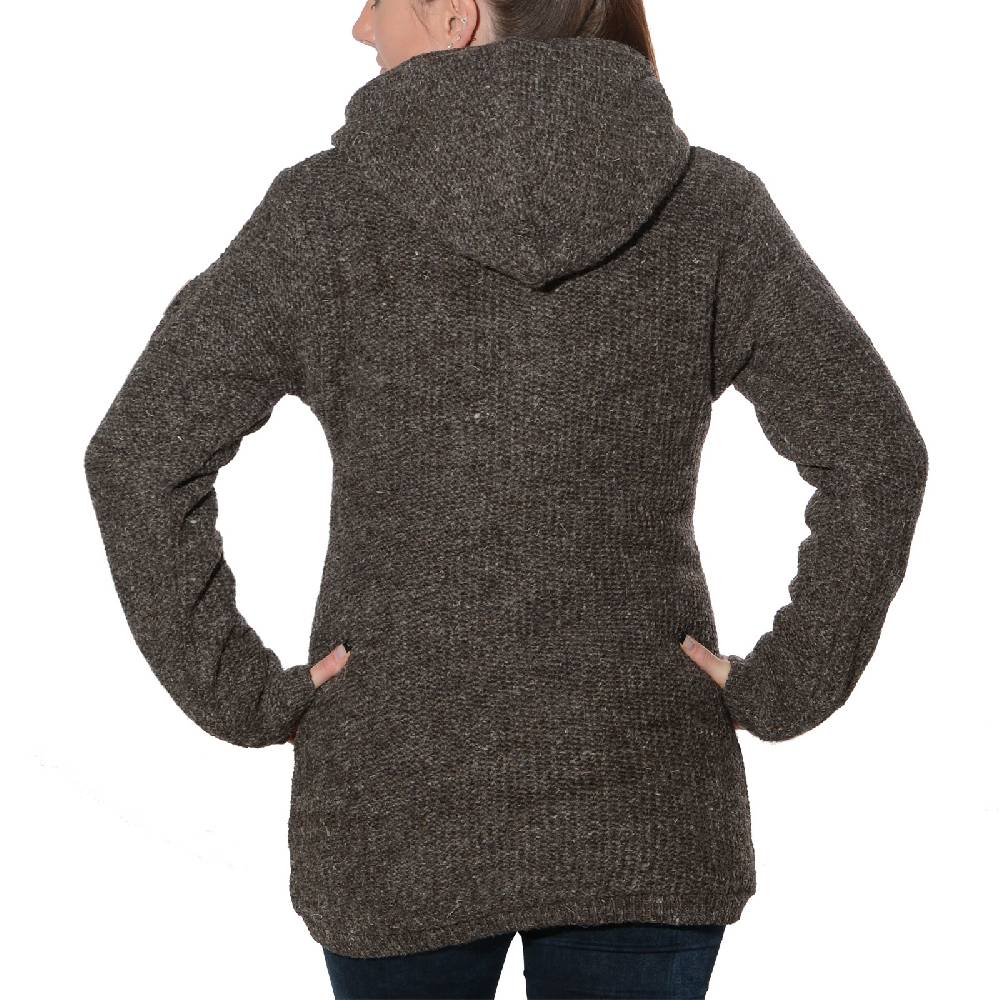 Kunst Und Magie Klassische Damen Strickjacke Wolle Jacke mit Fleecefutter und Kapuze von Kunst und Magie Limitierter Zeitrabatt