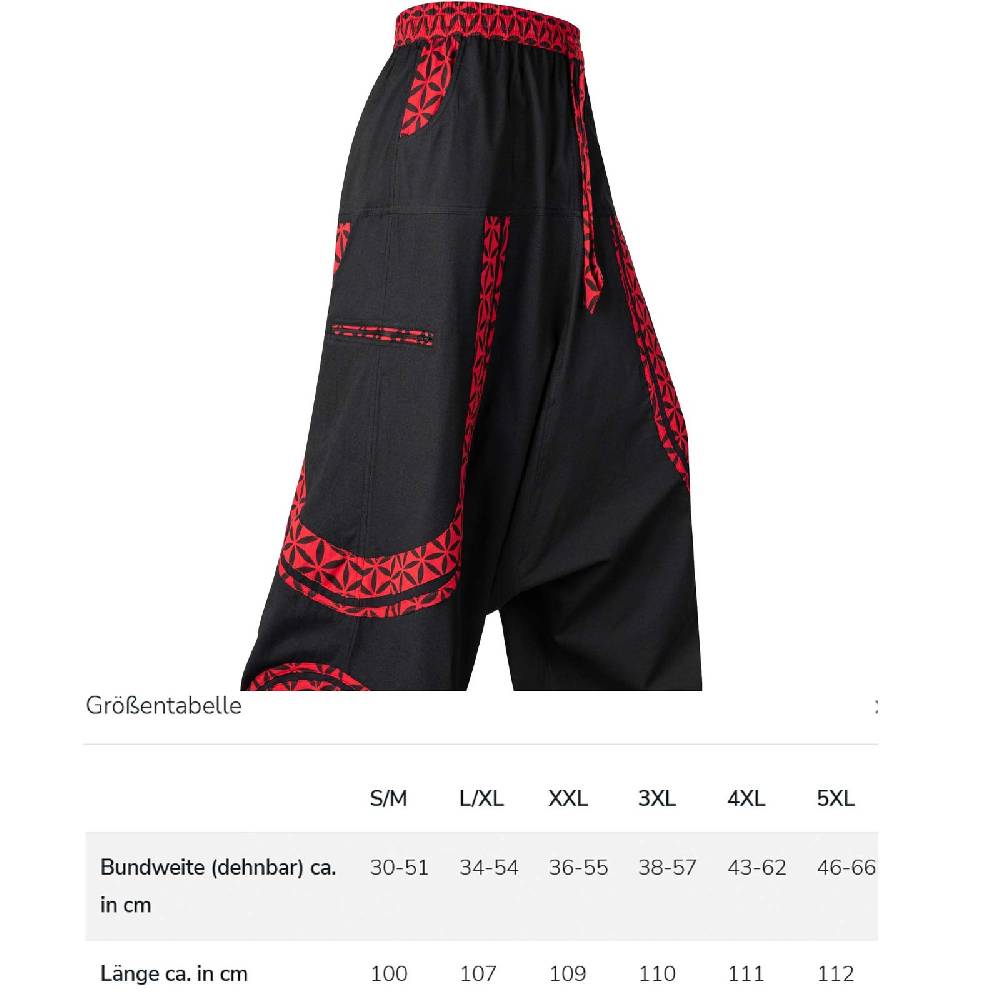 Kunst Und Magie Kunst und Magie Psy Goa Cargo Freizeit Haremshose Baggy Baumwolle Unisex- Für Sie und Ihn Versandkostenfrei