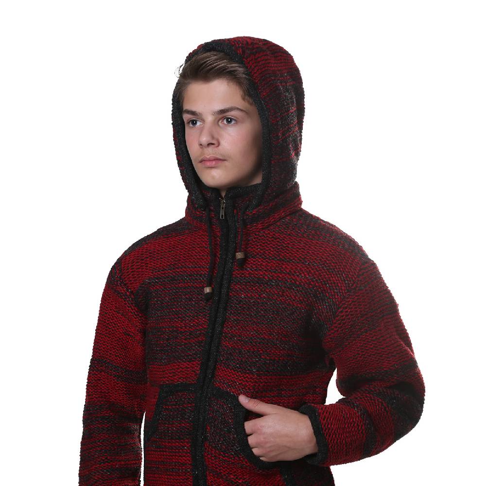 Kunst Und Magie Kunst und Magie Herren Strickjacke Fleecefutter Schurwolle abnehmbare Kapuze Begrenztes Angebot