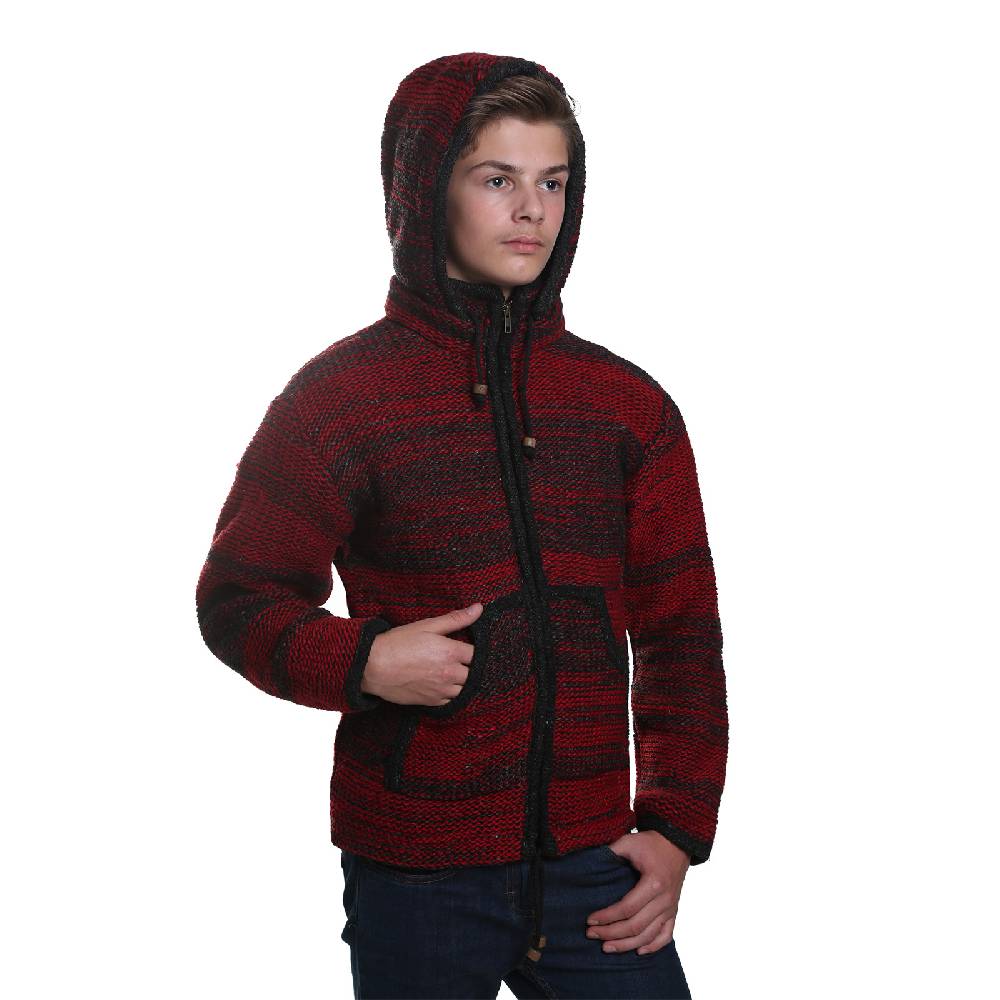 Kunst Und Magie Kunst und Magie Herren Strickjacke Fleecefutter Schurwolle abnehmbare Kapuze Begrenztes Angebot