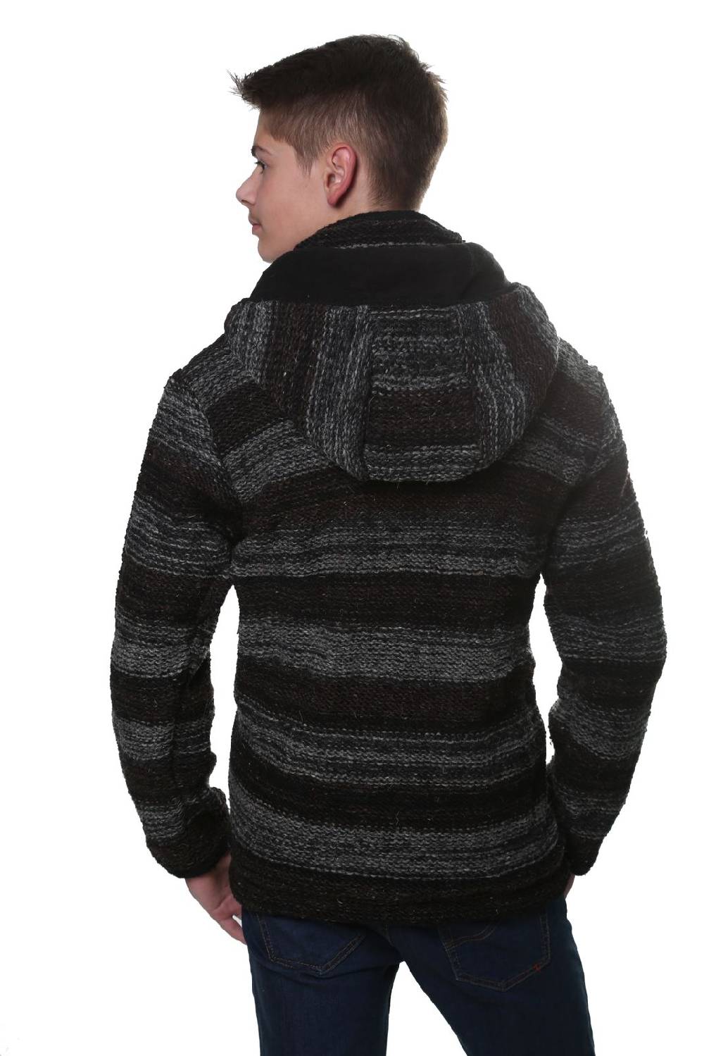 Kunst Und Magie Kunst und Magie Herren Strickjacke Wolljacke mit Fleecefutter aus Schurwolle mit abnehmbarer Kapuze Online Shopping