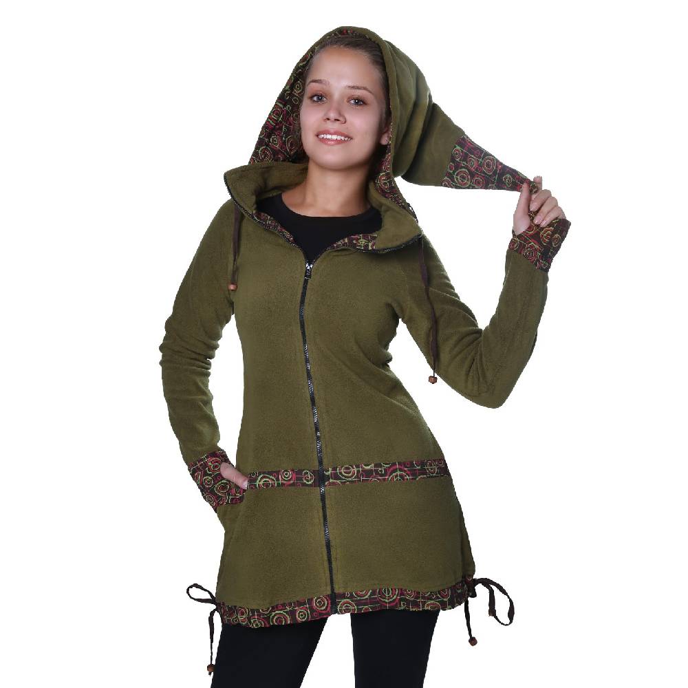 Kunst Und Magie Kunst und Magie kurzer Damenmantel aus Fleece mit abnehmbarer Zipfelkapuze Fairy Exklusivangebot