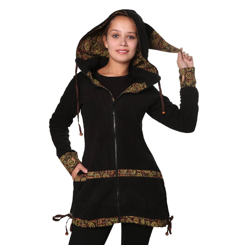 Kunst Und Magie Kunst und Magie kurzer Damenmantel aus Fleece mit abnehmbarer Zipfelkapuze Fairy Exklusivangebot