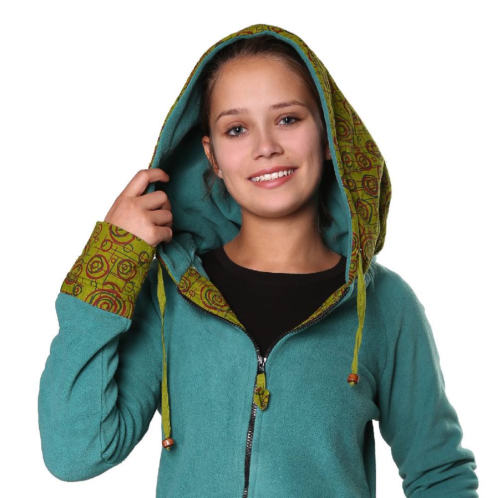 Kunst Und Magie Kunst und Magie kurzer Damenmantel aus Fleece mit Kapuze Preisnachlass