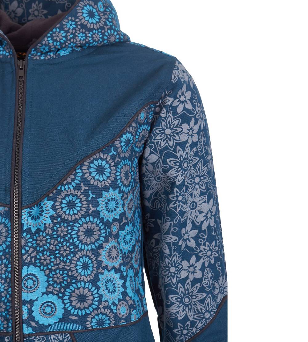 Kunst Und Magie Kunst und Magie Damenmantel mit Kapuze Blumenmuster Jacke Baumwolle Boho Exklusive Angebote