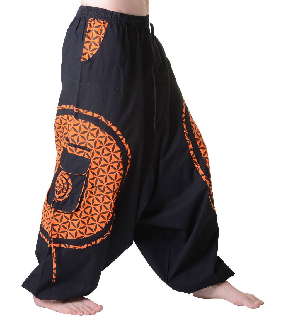 Kunst Und Magie Kunst und Magie Trendige Haremshose bunte Muster Goa Hippie Hose Blume des Lebens Blitzangebot