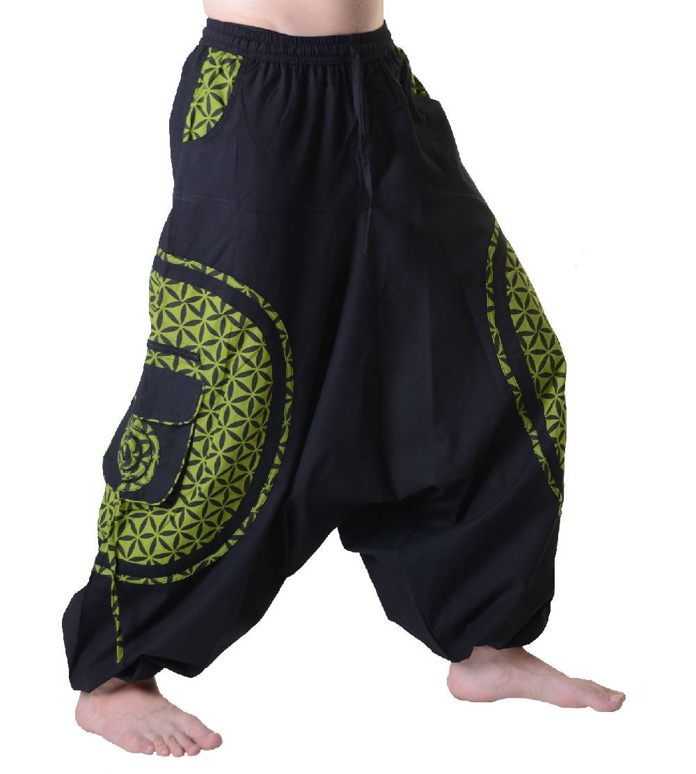 Kunst Und Magie Kunst und Magie Trendige Haremshose bunte Muster Goa Hippie Hose Blume des Lebens Blitzangebot