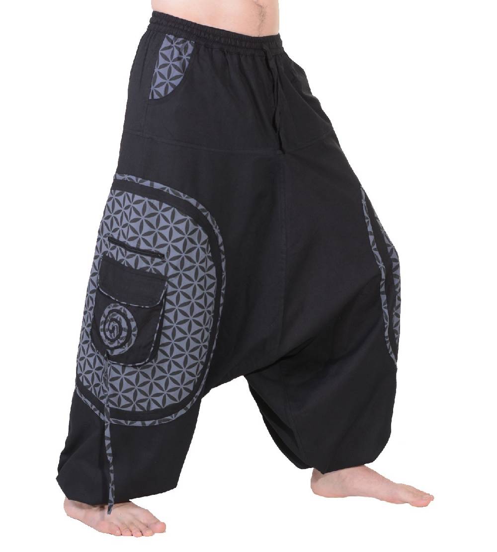 Kunst Und Magie Kunst und Magie Trendige Haremshose bunte Muster Goa Hippie Hose Blume des Lebens Blitzangebot