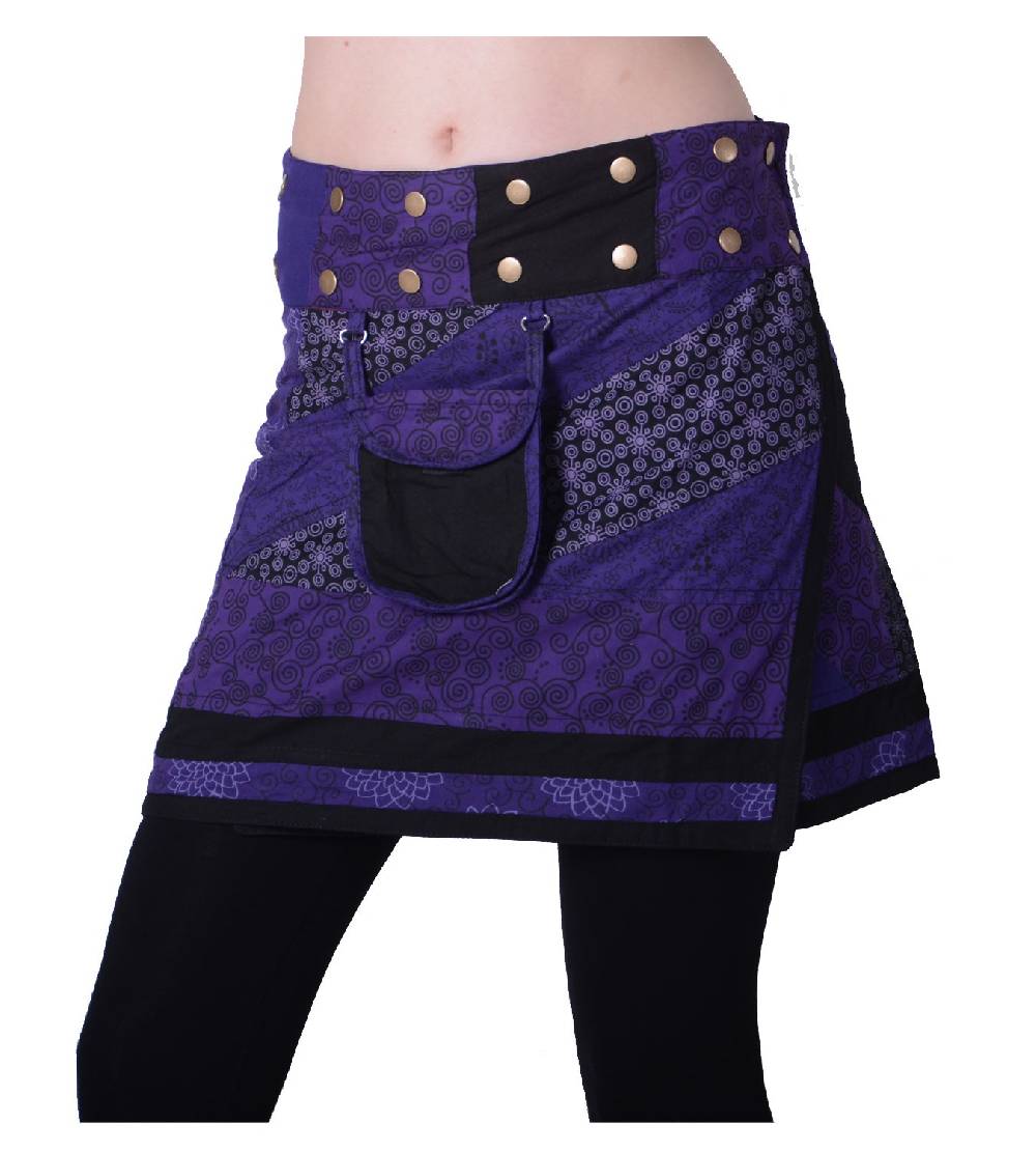 Kunst Und Magie Wunderschöner sommerlicher Wickelrock Minirock Cacheur mit kleiner Tasche ideal für das nächste Festival Goa Hippie Rock Tägliche Deals