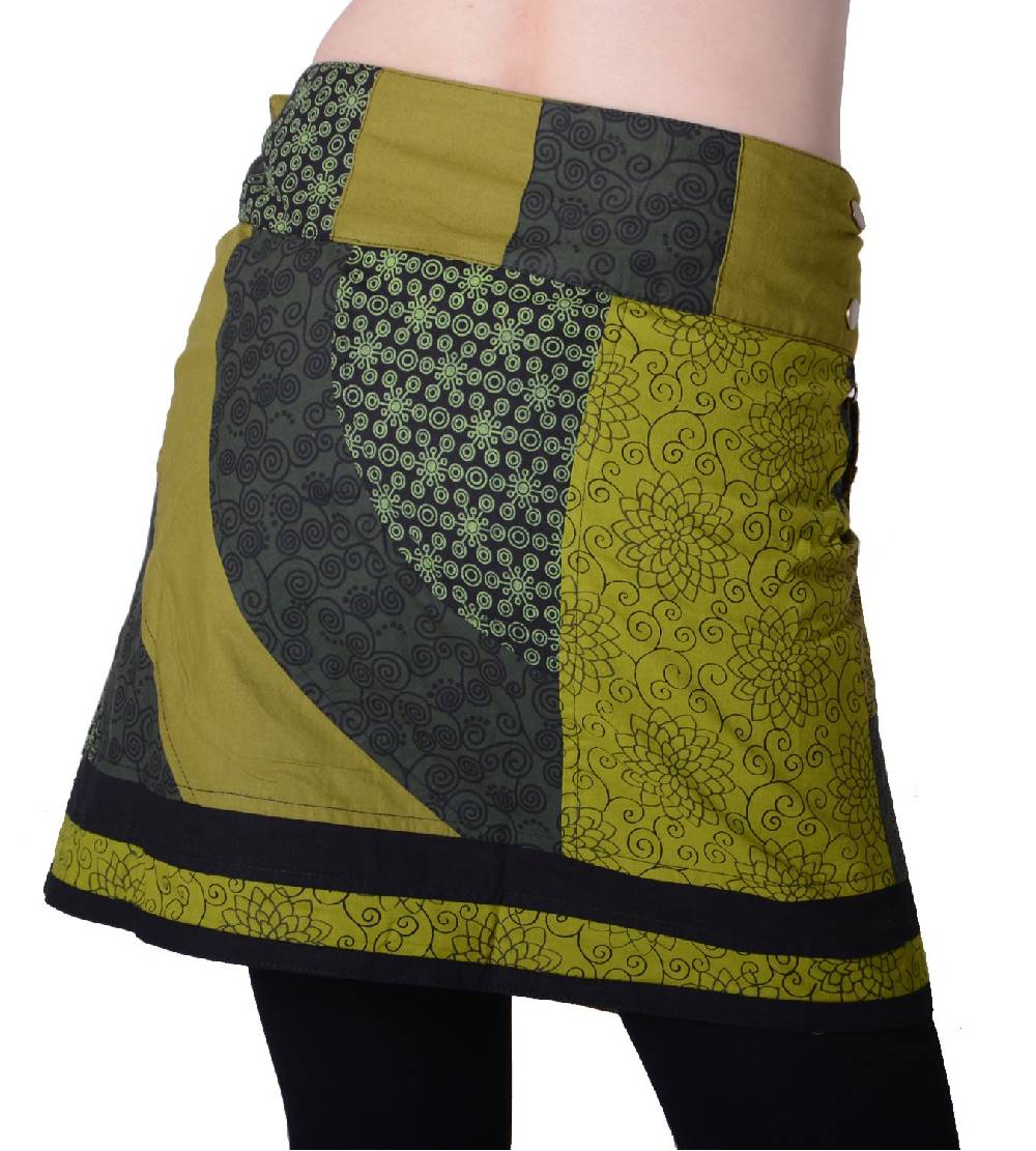 Kunst Und Magie Wunderschöner sommerlicher Wickelrock Minirock Cacheur mit kleiner Tasche ideal für das nächste Festival Goa Hippie Rock Tägliche Deals