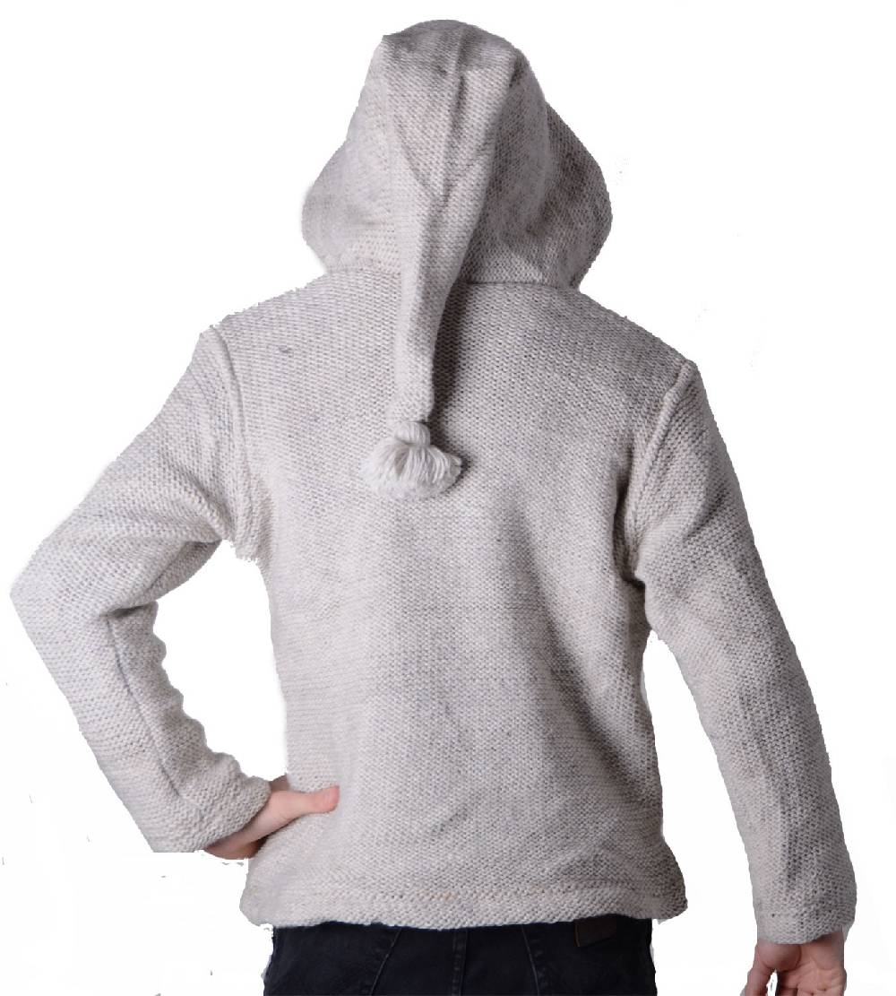 Kunst Und Magie Baja Herren-Strickjacke mit Fleecefutter und Zipfelkapuze Poncho Goa Hippie Letzter Tag