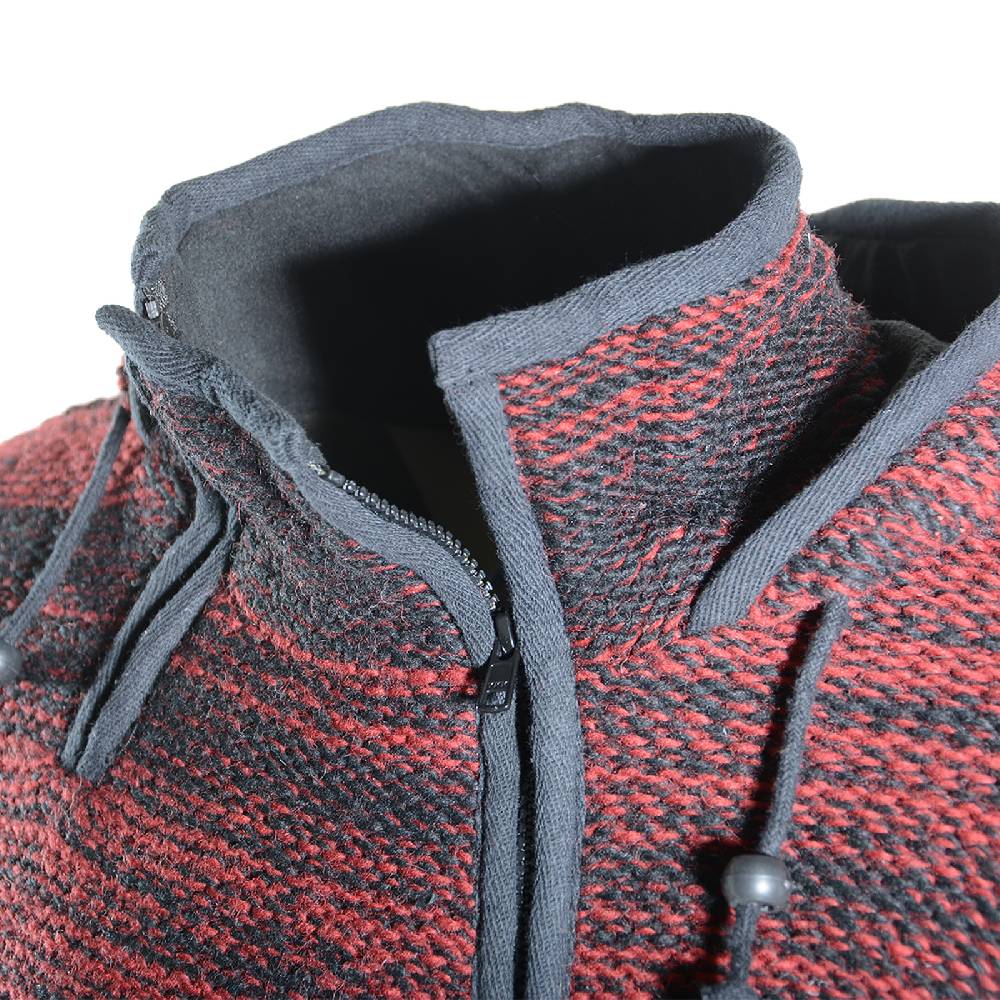 Kunst Und Magie Damen Wolljacke Hippie Goa Strickjacke mit Fleecefutter und Kapuze Schwarz/Rot Sonderangebot der Fabrik