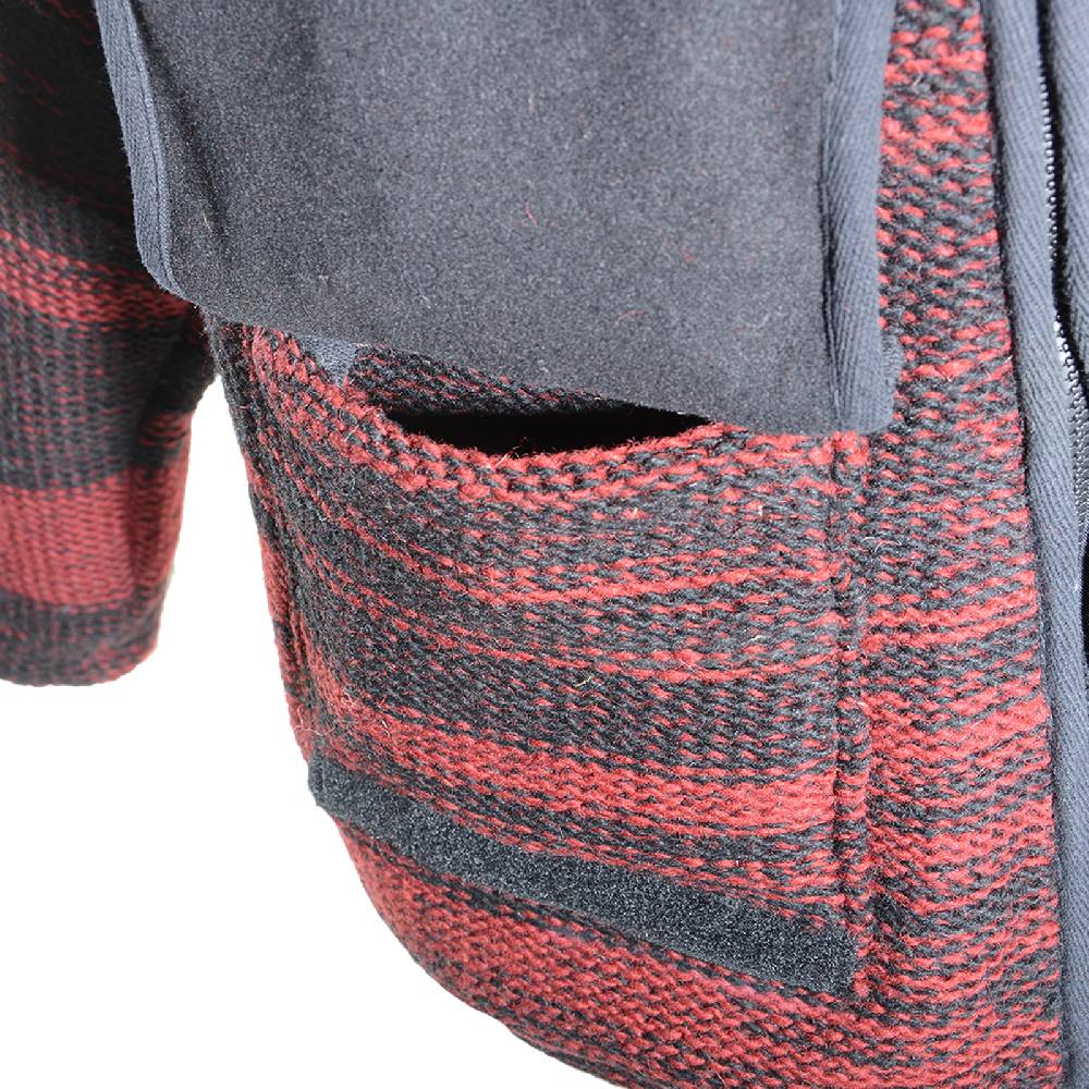 Kunst Und Magie Damen Wolljacke Hippie Goa Strickjacke mit Fleecefutter und Kapuze Schwarz/Rot Sonderangebot der Fabrik