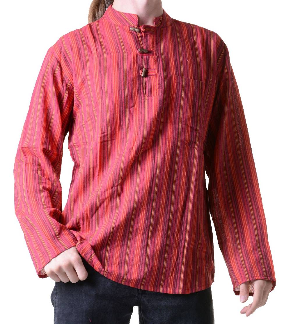 Kunst Und Magie Herren Fischerhemd Kurtha Gestreift Überzieher Hemd Poncho Mittelalter Nepal Super Rabatt