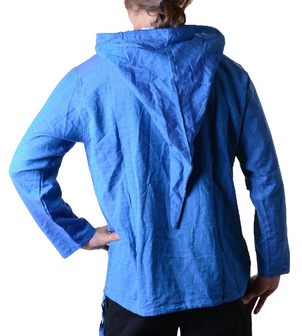 Kunst Und Magie Nepal Fischerhemd Kurtha Einfarbig Hemd Poncho Mittelalter mit Zipfelkapuze Begrenzt auf 3 Tage