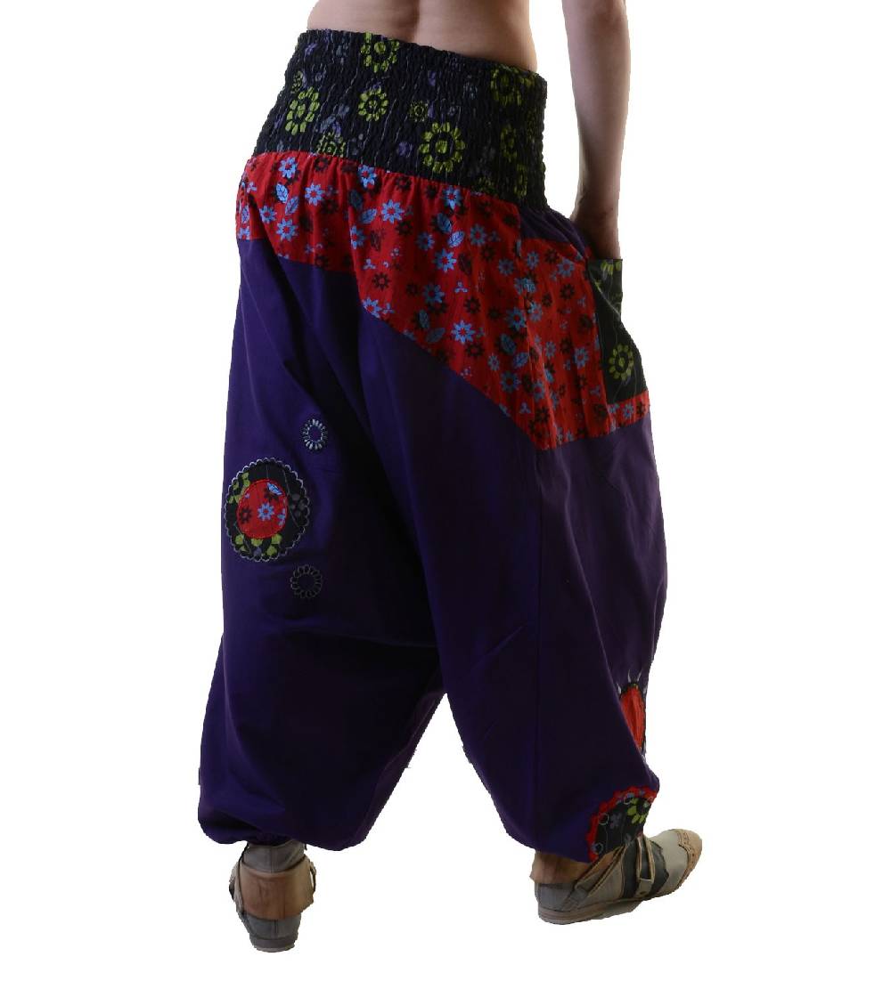 Kunst Und Magie Bunte Haremshose aus Baumwolle - IBIZA Strandhose - Wellnesshose Goa Black Friday Preise