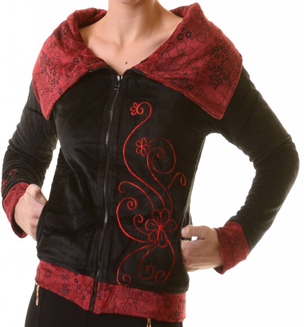 Kunst Und Magie Boho Ethno Jacke mit Rollkragen aus Samt zollfrei