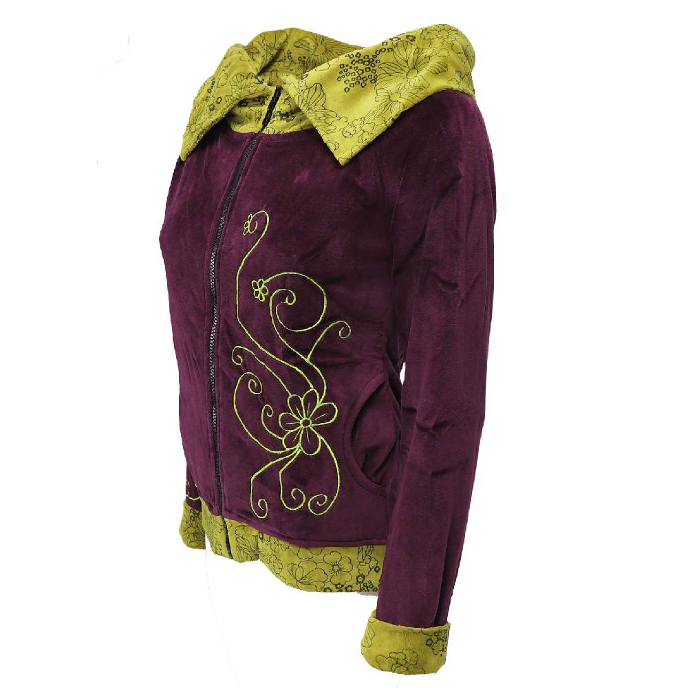 Kunst Und Magie Boho Ethno Jacke mit Rollkragen aus Samt zollfrei