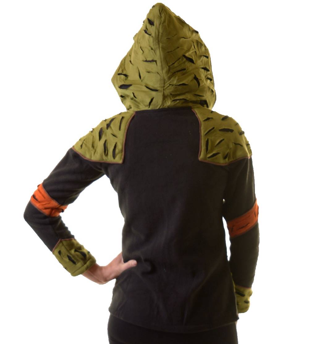 Kunst Und Magie Elfenhafte Fleece Jacke mit Cutwork Patches Goa Psy Hippie Fraggle Outlet