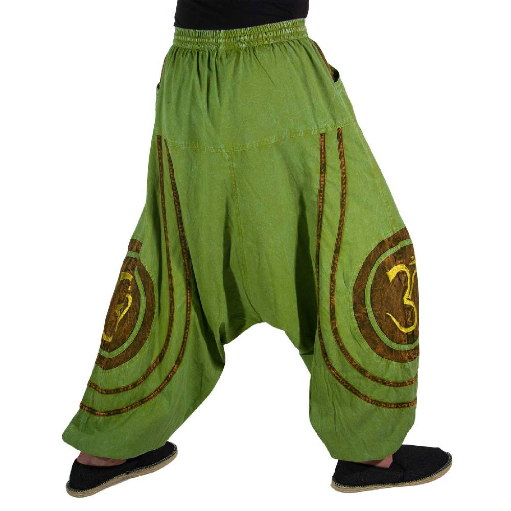 Kunst Und Magie OM Unisex Psy Baggy Pants Hippie Hose Goa Baumwoll Tanzhose Stonewashed Schlussverkauf