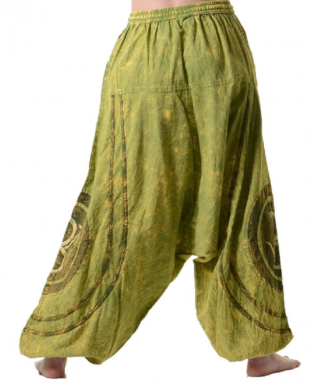 Kunst Und Magie OM Unisex Psy Baggy Pants Hippie Hose Goa Baumwoll Tanzhose Stonewashed Schlussverkauf