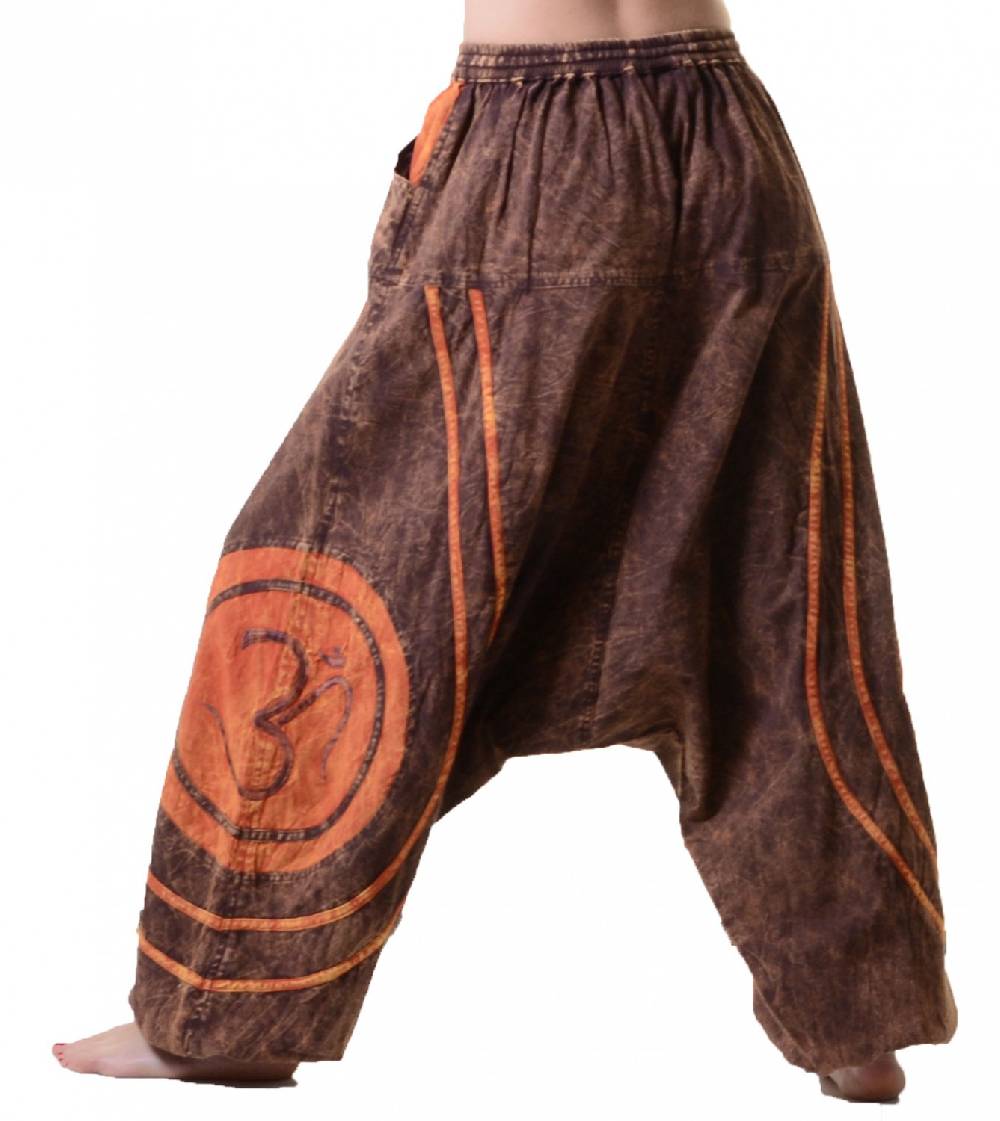 Kunst Und Magie OM Unisex Psy Baggy Pants Hippie Hose Goa Baumwoll Tanzhose Stonewashed Schlussverkauf